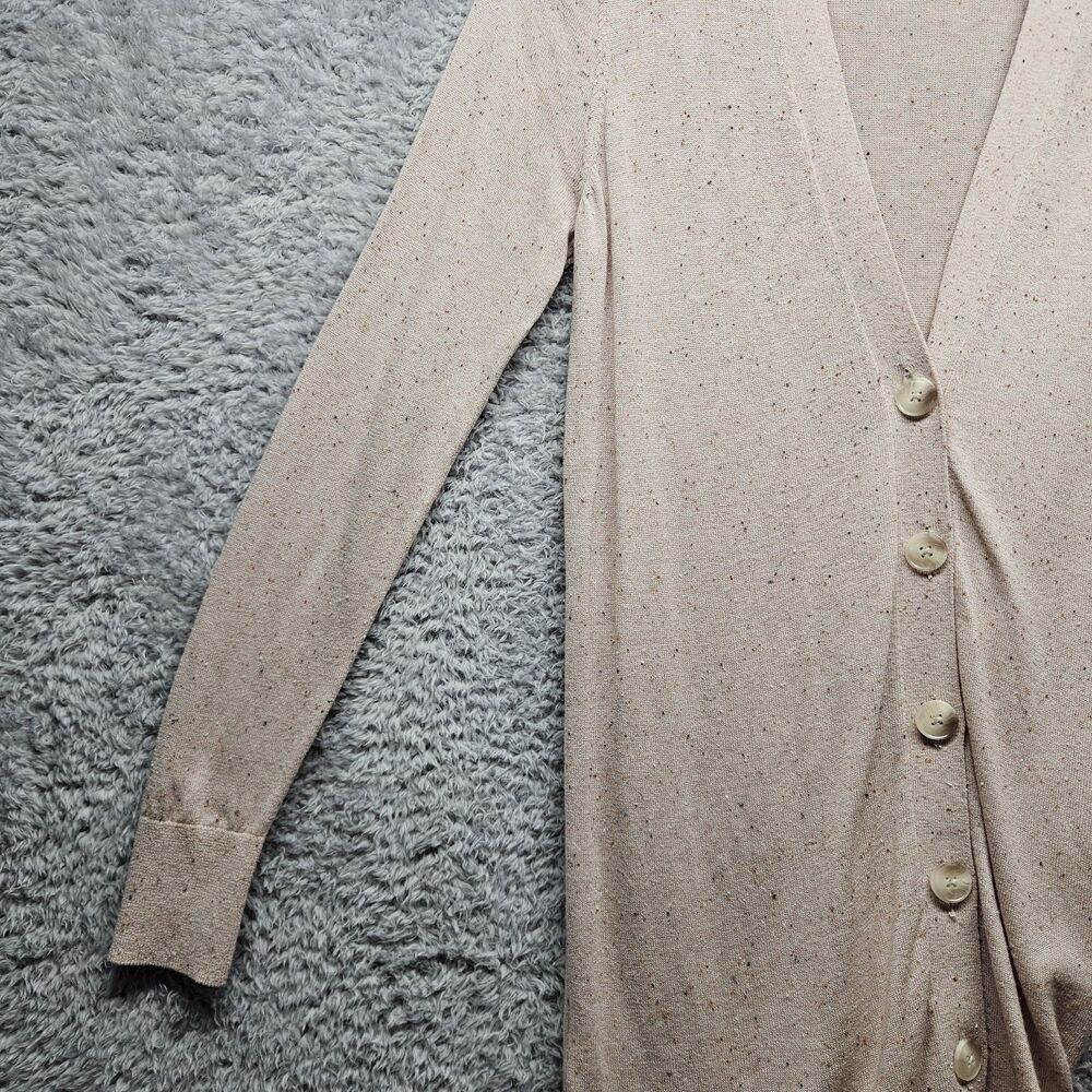 Loft Beige Tunic Cardigan Sweater Womens Size Small Buttons Lightweight Preppy - Picture 9 of 10